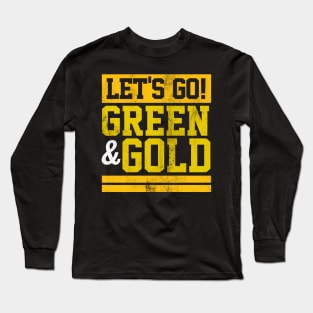 Let's Go Green & Gold Team Favorite Colors Vintage Game Day Long Sleeve T-Shirt